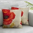 thumbnail image 3 of ARISTURING  Red Yellow Poppy Flower Sofa Decorative Beige Throw Pillow Case Cushion Cover Square, 3 of 5