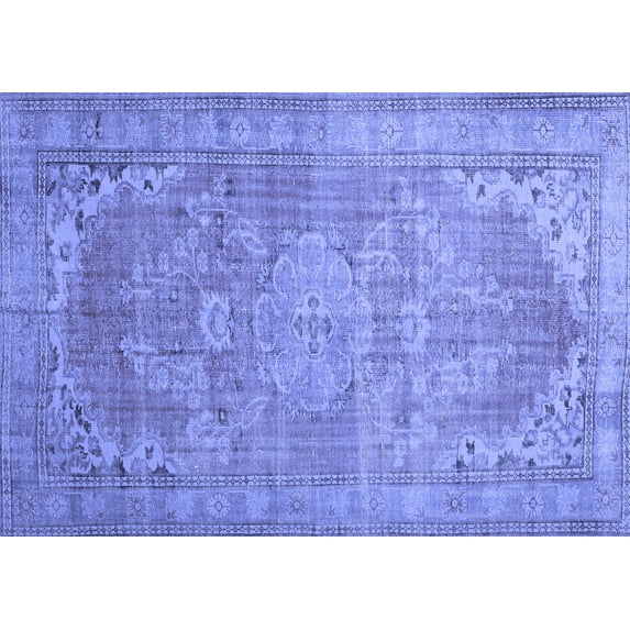 Ahgly Company Machine Washable Indoor Rectangle Persian Blue Traditional Area Rugs, 5' x 7'