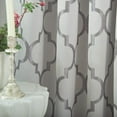 thumbnail image 3 of Elegant Comfort Quatrefoil Jaquard Look Curtains with Pleated Attached Valance, with Rod Pocket for Kitchen, Bedroom and Living Room (54 X 84-inches Long, Set of 2), Silver, 3 of 3
