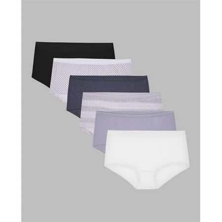 Ladies Panty Boyshort  Assorted Color - Size 6 - Pack of 6