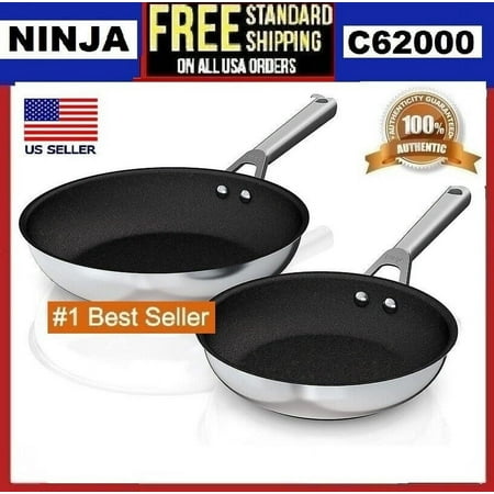 Ninja C62000 Foodi NeverStick Stainless 8-Inch & 10.25-Inch Fry 2 Piece Pan Set