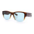 thumbnail image 5 of Retro Gentlemanly Vintage Style Horn Rim Hipster Plastic Sunglasses Brown Clear - Blue, 5 of 7