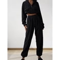 thumbnail image 4 of Conjunto de Dos Piezas para Mujer: Sudadera de Forro con Media Cremallera y Pantalón Deportivo Holgado con Bolsillos Negro XL, 4 of 7