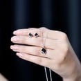 thumbnail image 5 of Rosec Jewels Real Black Spinel Jewelry Set with Moissanite - Cocktail Necklace and Earring Set - AAA Grade - Jewelry Box included, 10K White Gold, 5 of 8