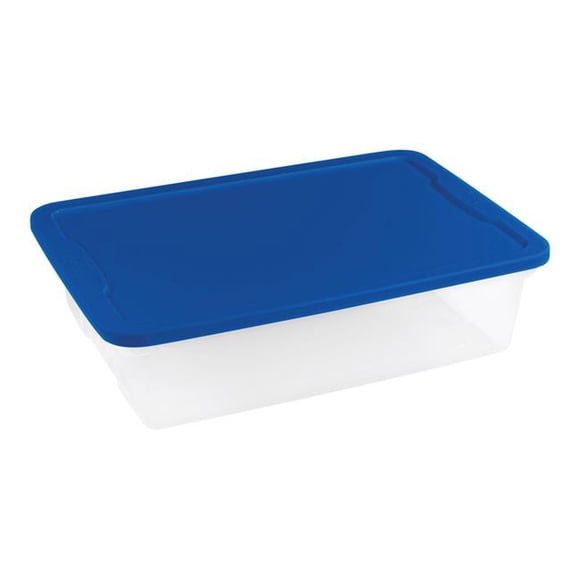 Homz 6502587 6 x 23.5 x 16.2 in. Stackable Storage Tote, Blue & Clear - Case of 8