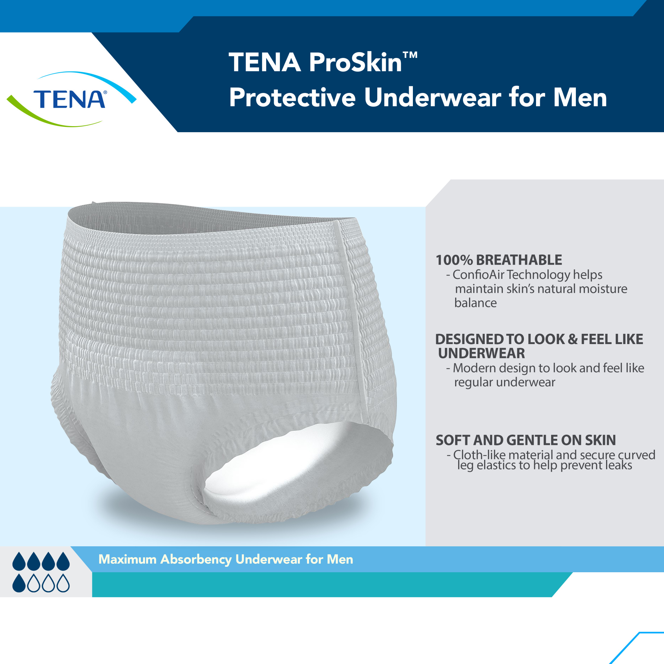 Tena ProSkin Incontinence Underwear for Men, Maximum, L, 72 Ct - image 3 of 8