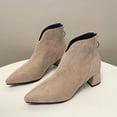 thumbnail image 4 of Roncen Women's Chunky Heel Ankle Boots - British Style Pointed Toe with Back Zipper & Low Heel for Autumn/Winter, 4 of 7