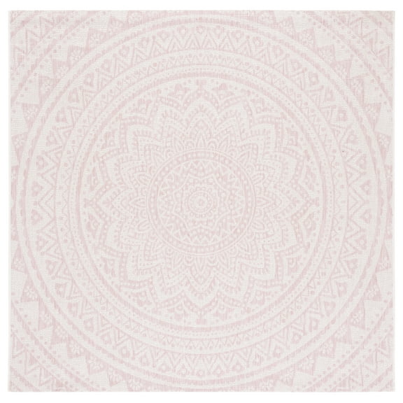 SAFAVIEH Outdoor CY8734-56212 Courtyard Ivory / Soft Pink Rug