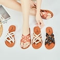 thumbnail image 7 of Ataiwee Women's Flat Slide Sandals - Casual Comfort Braided Multiple Cross Pinstripe Flat Summer Sandals., 7 of 7