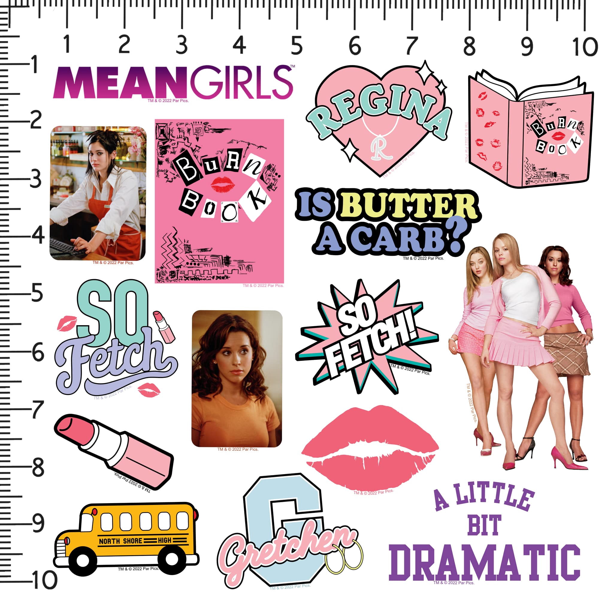 Mean Girls 200ct Vinyl Large Deluxe Stickers Variety Pack  Die Cut Decals for Laptop, Water Bottle, Scrapbooking, Tablet, Indoor/Outdoor