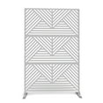 thumbnail image 5 of Lumibee Outdoor Privacy Screen with Stand for Patio Garden Metal Fence 012-Multidirectional Line White, 5 of 5