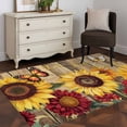 thumbnail image 3 of Sunflower Brown Wooden Area Rug 4x6 FT, Non Slip Kids Room Carpet, Vintage Flowers Butterfly Washable Soft Floor Carpet Non-Shedding Throw Rug for Dorm Kitchen Study Room Home Office Bedside, 3 of 9