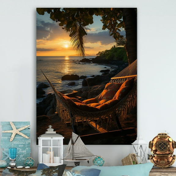 Designart "Tropical Vibes Beach Photo XXX" Nautical & Beach Metal Wall Decor