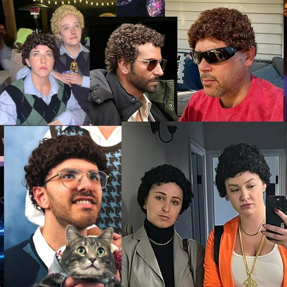 SHILIU-Short Curly Wig for Men,Buddy the Elf Wig,Pelucas Para Hombres,Home Alone Costume (Dark Brown)