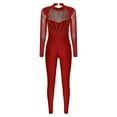 thumbnail image 4 of Alvivi Women One Piece Full Length Gymnastics Leotard Figure Skating Jumpsuit Bodysuit Catsuit Burgundy XL, 4 of 7