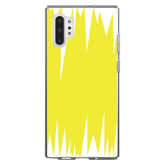 DistinctInk Clear Shockproof Hybrid Case for Galaxy Note 10 PLUS (6.8" Screen) - TPU Bumper, Acrylic Back, Tempered Glass Screen Protector - Yellow White Spikes