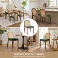 thumbnail image 6 of QuzyAor armhouse Solid Wood Dining Chairs Set of 2, Curved Rattan Back Accent Chairs with Green Chenille Cushion, Upholstered Kitchen Side Chair, 6 of 11