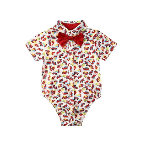 

Canrulo Flamingo Toddler Baby Boys Gentleman Clothes Romper Jumpsuit Bodysuit Summer Outfits Red 18-24 Months