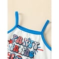 thumbnail image 5 of Toddler Baby Girls Summer Casual Sling Dress Sleeveless Letter Stripe Patchwork Dress Headband for Indepence Day, 5 of 9
