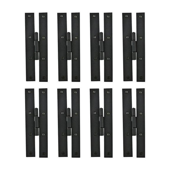 Renovators Supply Black H Cabinet Hinges 7" Hinge Wrought Iron Kitchen Cabinet Hinge w/Hardware Pack of 8