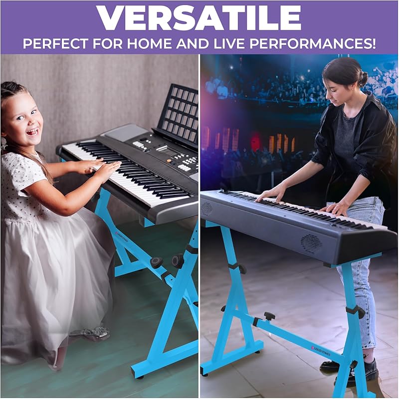 Piano Keyboard Stand - Z Style Adjustable and Portable Heavy Duty Music Stand for Adults -Fits 54-88 Key Electric Pianos - Sturdy Musical Keyboard Stand (Black)