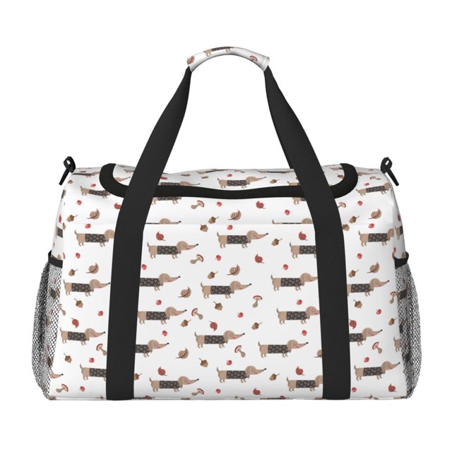Easygdp Dachshund Dog Bolsa de Gimnasio, Bolsa de Viaje Duffel, Bolsa de Fin de Semana con Compartimentos, Bolsa de Mano para Noche