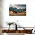 thumbnail image 3 of Elephant Stock Bison Mountain Landscape Wall Art - Horizontal Canvas Wall Art - Living Room Wall Decor - Animal Canvas - Brown And Blue Decor - 30" x 20", 3 of 8
