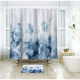 thumbnail image 3 of Abstract Ombre Blue Shower Curtain 72Wx84H Inch Watercolor Gray Cold Modern Art Painting Extra Long Fabric Waterproof Bathroom Home Decor Set 12 Plastic Hooks, 3 of 4