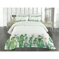 thumbnail image 3 of Ambesonne Cactus Quilted Bedspread Set 3 Pcs, Tender Romantic Blossoms, King Size, Green Coral Lavender, 3 of 5