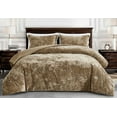 thumbnail image 2 of Chezmoi Collection Lux 3-Piece Tan Velvet Comforter Set Queen Size, All Season Lush Plush Velvet Bedding Set with Soft Washed Microfiber Reverse, 2 of 9