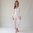 thumbnail image 2 of Lounge Women's Long Sleeve Pajama Set with Decorative Bows and Soft Wide Leg Pants - Large, Purple, 2 of 7
