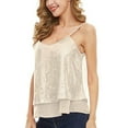 thumbnail image 2 of One opening Women's Sequin Top Sleeveless V Neck Slim Sparkle Shimmer Camisole Vest Blouses Party Club Glitter Tank Tops, 2 of 3