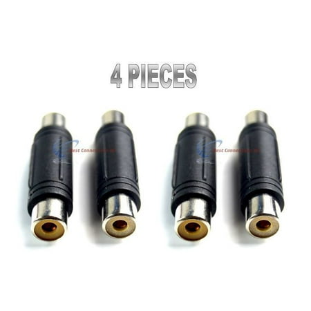 - 4 Pack Female to Female Gold RCA cable cord Coupler Joiner barrel Connectors