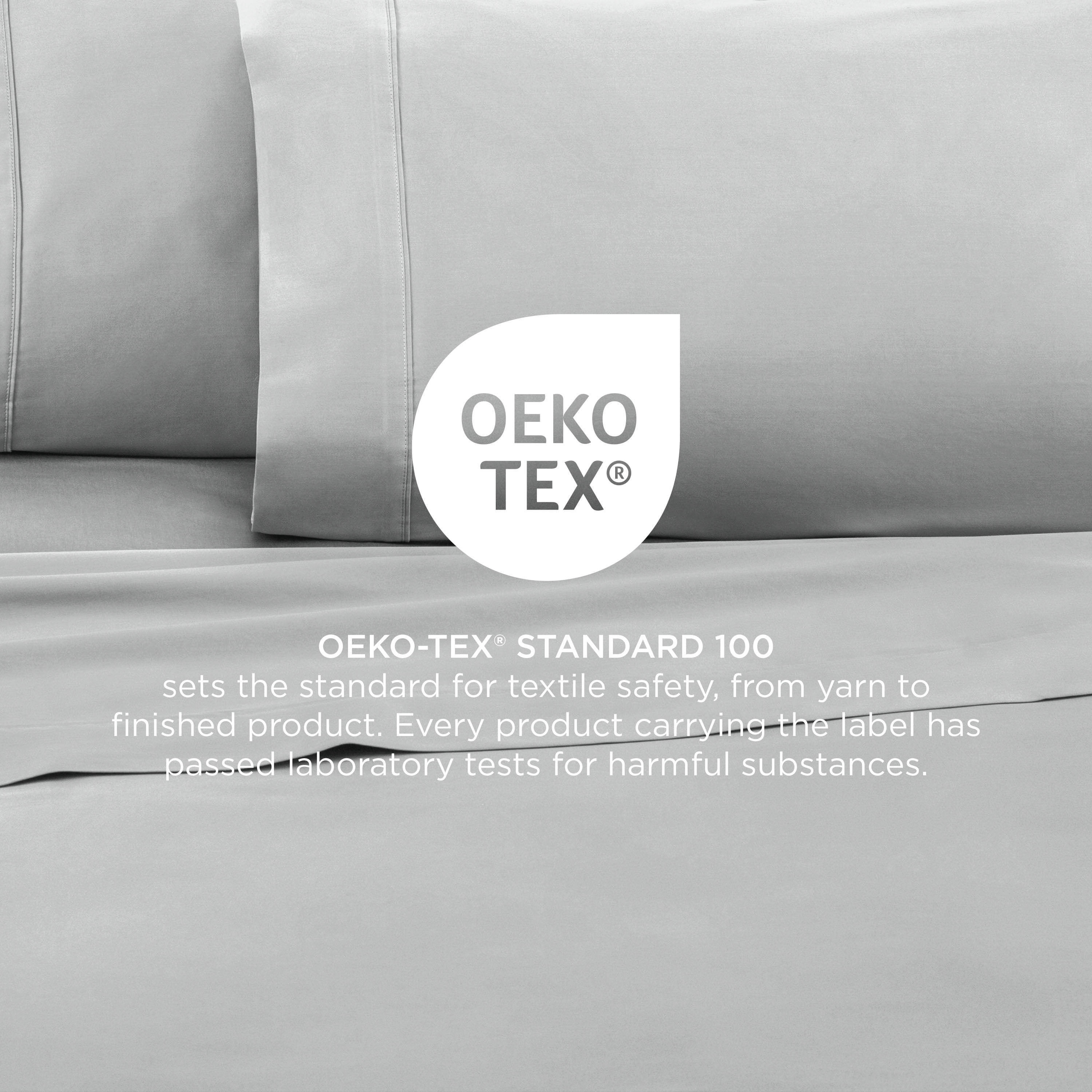 Soft Lightweight 400TC 100% Cotton Sateen Bed Sheet Set – 4-Piece Full – Light Grey