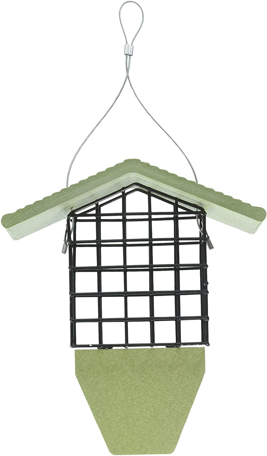 Birds Choice GSTP Tail Prop Suet Feeder, Recycled Hanging Suet Bird Feeder, 1 Suet Cake Capacity, Green