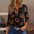 VAMUKO Halloween T Shirts for Women Witch 3/4 Sleeve Henley V neck