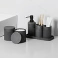 thumbnail image 2 of Bathroom Accessory Set - 6 Pieces Bathroom Accessories Set Complete with Soap Dispenser, Toothbrush Holders, Tumbler, Vanity Tray and 2 Qtip Holder for Home Organizer and Decor, Dark Grey, 2 of 18
