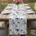 thumbnail image 5 of Blue Grey Spring Floral Table Runner, Summer Flowers Botanical Washable Cotton Linen Table Runners 48 Inches Long, Dresser Scarf Runner for Nightstand/Coffee/End Tables 13''x48'', 5 of 8