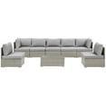 thumbnail image 3 of Modern Contemporary Urban Outdoor Patio Balcony Garden Furniture Lounge Sectional Sofa and Table Set, Sunbrella Rattan Wicker, Grey Gray, 3 of 5