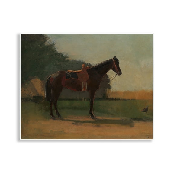 Stupell Industries Racing Horse with Saddle Animals & Insects Painting Unframed Art Print Wall Art, 14 x 11