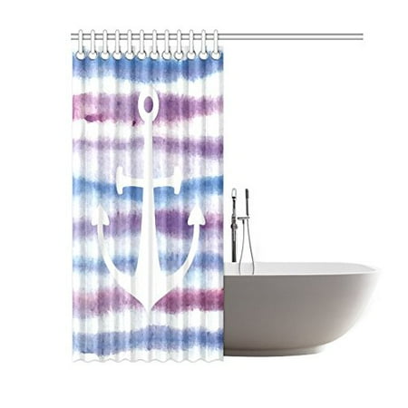 Gckg Anchor On Watercolor Stripes Shower Curtain Blue Purple