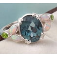 thumbnail image 2 of Vintage Oval Alexandrite Engagement Ring Unique 925 Silver Leaf Promise Ring For Her Opal Peridot June Brithstone Nature Inspired Ring Women, 2 of 2