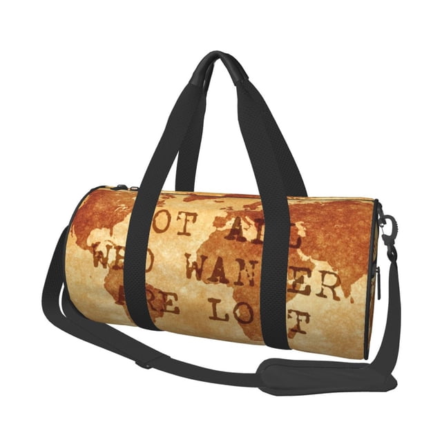 Fotbe Not All Those Who Wander Are Lost2 Bolsa Deportiva de Lona Plegable con Estampado, Bolsa de Gimnasio con Bolsillo Seco/Húmedo, Bolsa de Viaje Ultraligera de Gran Capacidad