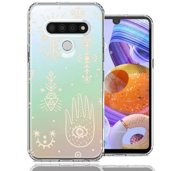 MUNDAZE For LG K51 Hamsa Amulet Design Double Layer Phone Case Cover