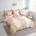 thumbnail image 3 of Manfei Pink Beige Ombre Twin Bedding Sets 7-Piece for Girls, Watercolor Oil Painting Bedding Comforter Set, Abstract Gradient Art Sheet Sets, Ultra Soft Bedroom Decor, 3 of 8