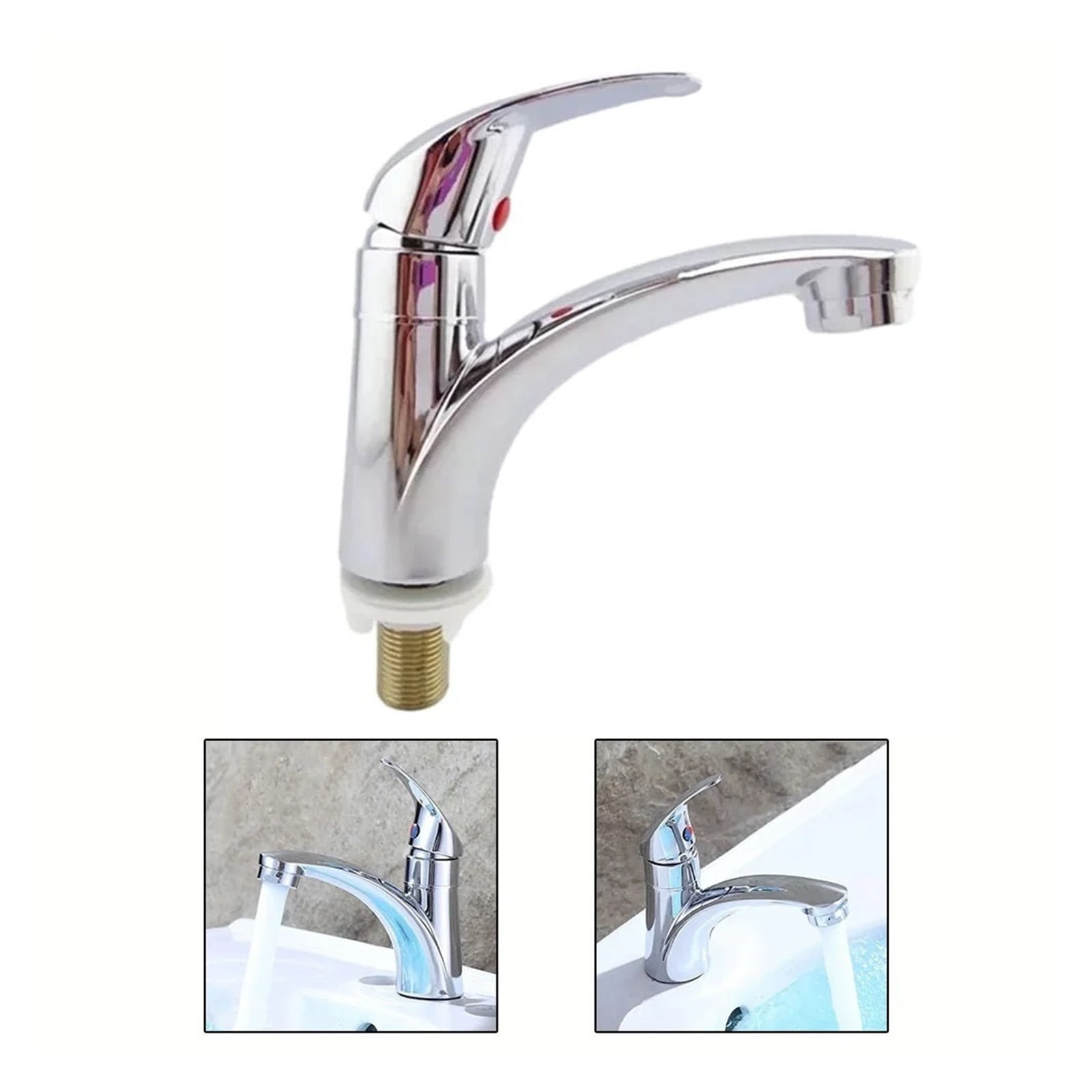 Bathroom Faucets Single Cold Basin Faucet Zinc Alloy Chrome Plated Deck Mounted Single Lever Hole ,Tankless Design