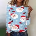 thumbnail image 2 of Bcresic Cute Santa Claus Long Sleeve Shirts for Christmas Womens Snowflake Graphic Tunic Tops Casual Crewneck Basic Tee Xmas Holiday Trendy T-Shirts Funny Going Out Pullover Top,#01_Light Blue,Small, 2 of 4