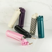 Thyme & Table 26 fl oz Water Bottle with Straw Lid, Pink with Heart Gold Charm