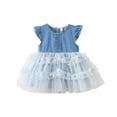 thumbnail image 2 of Toddler Girl Denim Tulle Dresses Ruffle Sleeve Baby Summer Tutu Sundress Outfit Toddler Princess Dress for Girls, 2 of 7
