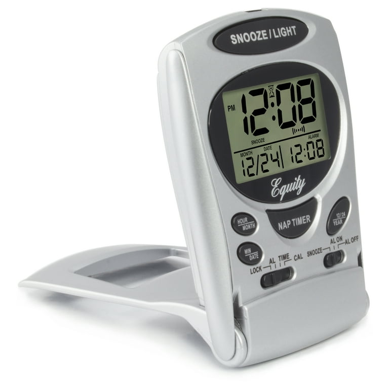 Equity 31300 Fold-up Silver Digital Travel Alarm with Nap